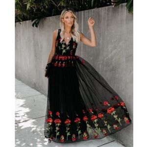Vici Rose Embroidered long gown sleeveless Maxi Dress